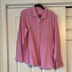 NWT Women’s J. Crew Factory Pink Button Down Shirt Lightweight Cotton size XXL